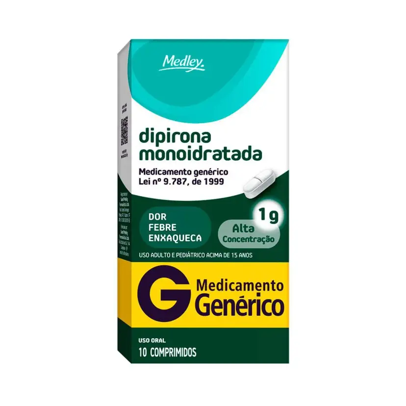 Dipirona Monoidratada 1g 10 Comprimidos Medley Genérico
