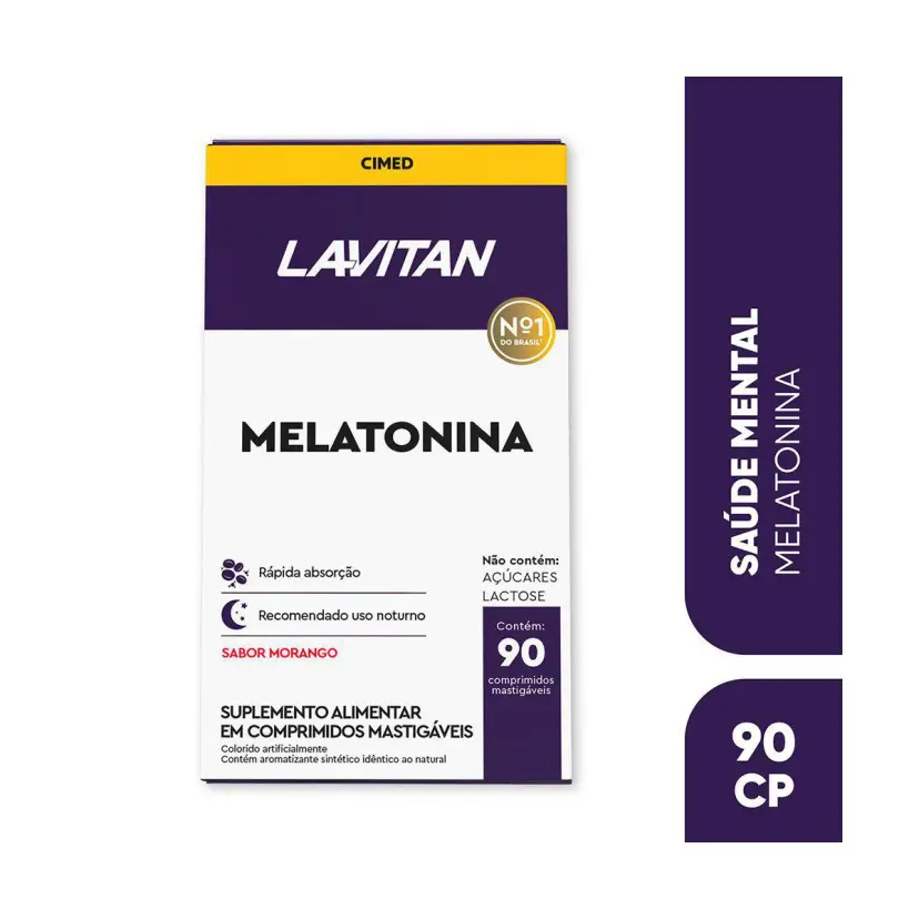 Suplemento Alimentar Lavitan Melatonina Morango com 90 Comprimidos