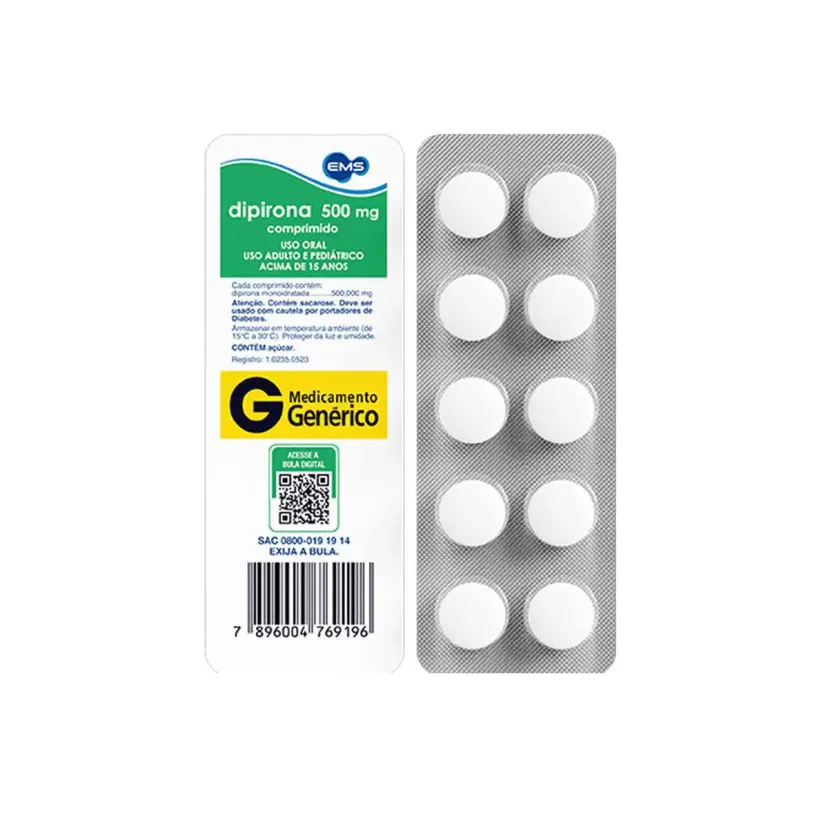 Dipirona Monoidratada 500mg 10 comprimidos EMS Genérico